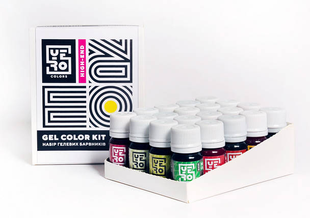 Набір гелевих харчових барвників YERO Colors 40 шт. по 10 грам, фото 2