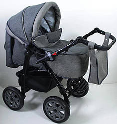 Дитяча коляска-трансформер 2в1 сіра Viki 86 Karina дощовик сумка люлька-переноска для немовлят