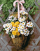 Картина по номерам "Плетений кошик з квітами" 40*50 см Идейка KHO2097
