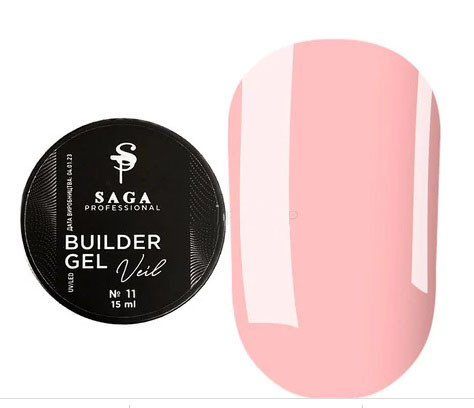Гель для нарощування SAGA professional Builder Gel Veil 11 (пастельно-рожевий), 15 мл