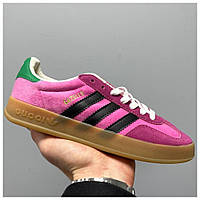 Женские кроссовки Adidas Gazelle x Gucci, розовые кроссовки адидас газели гуччи газель гучи