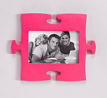 Рамка для фото 10х15 см "Пазл" рожевий. натуральне дерево