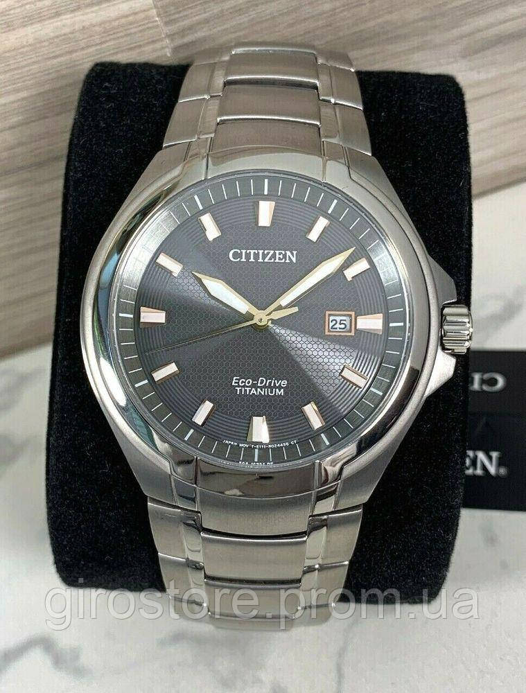 Титановые мужские часы Citizen Eco-Drive BM7431-51H. Солнечная