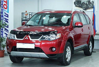 Мухобійка VT-52 Дефлектор на капот ВТ (Віп) для Mitsubishi Outlander 2007-2009