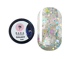 Гель для дизайну Saga Professional Galaxy Glitter No9, 8 мл