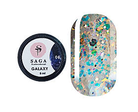 Гель для дизайну Saga Professional Galaxy Glitter No6, 8 мл