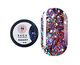 Гель для дизайну Saga Professional Galaxy Glitter No02, 8 мл