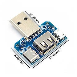 Штекер конектор 4 в 1 USB-мікро-тип-C 4P 2,54-мм роз’єм, перехідна пластина, штекерний – жіночий роз’єм USB