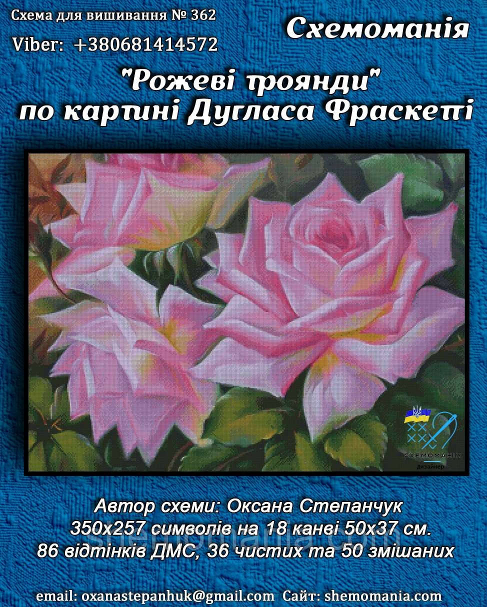(Електронна)Схема для вишивання хрестиком або петитом:" Рожеві троянди"