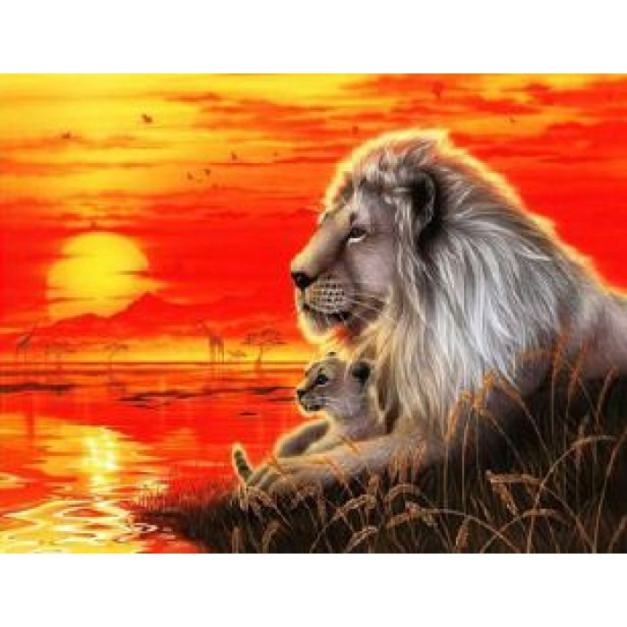 Картина за номерами 40х50 см DIY Лев з левеням (RA3242), фото 1