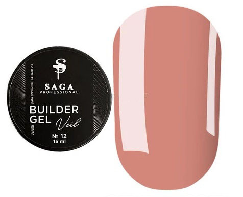 Гель для нарощування SAGA professional Builder Gel Veil 12 (бежева карамель), 15 мл