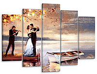Модульная картина на холсте в спальню Романтическое свидание 80x125 см, декор на стену в спальню