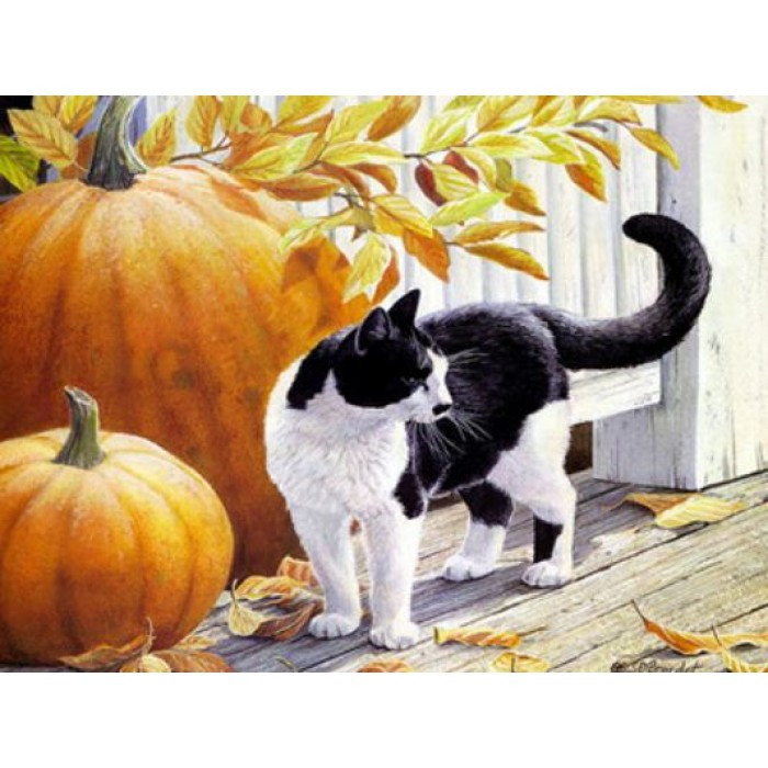 Картина за номерами 40х50 см DIY Кіт і гарбуза (RA3506), фото 1