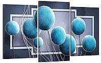 Модульная фотокартина на холсте Одуванчики 53x100 см, тройные картины, картина триптих