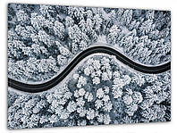 Картина на стену, картина современная настенная Зимняя дорога 60x100 см, настенный декор для дома