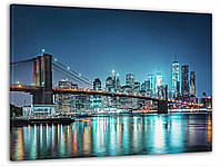 Картина на холсте, картины для дома Бруклинский мост 60x100 см, картины настенные, картины для офиса