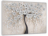 Интерьерная картина на холсте, фотокартины для интерьера Дерево с цветами 60x100 см, современный декор для
