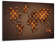 Фотокартина інтер'єрна, інтер'єрні картини Карта світу в коричнева LV 60x100 см, подарунок на новосілля