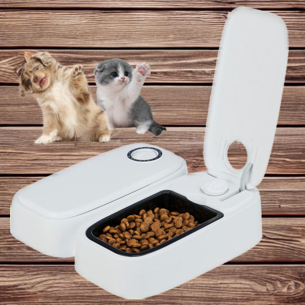 Автоматична годівниця для тварин Pets Joy комплект 2 шт. по 600 мл з таймером і нековзними ніжками