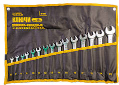 Ключі ріжково-накидні MASTERTOOL набір 15 шт (6-19/22 мм) PROF DIN3113 довічна гарантія 72-0115