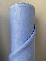 Васильковая сорочечно-платьевая льняная ткань, 100% лен, цвет 435