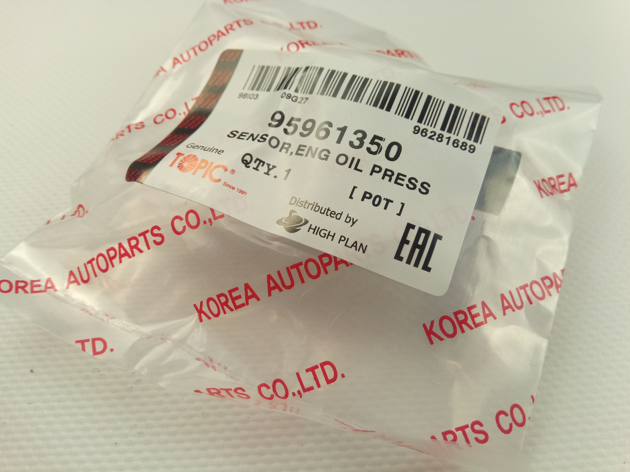 Датчик тиску масла Lanos, ''TOPIC'' (95961350) (96494264) (KG0900132), фото 1