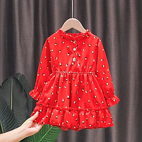 Детское платье на девочку легкое шифоновое платье красное 98, 110 см