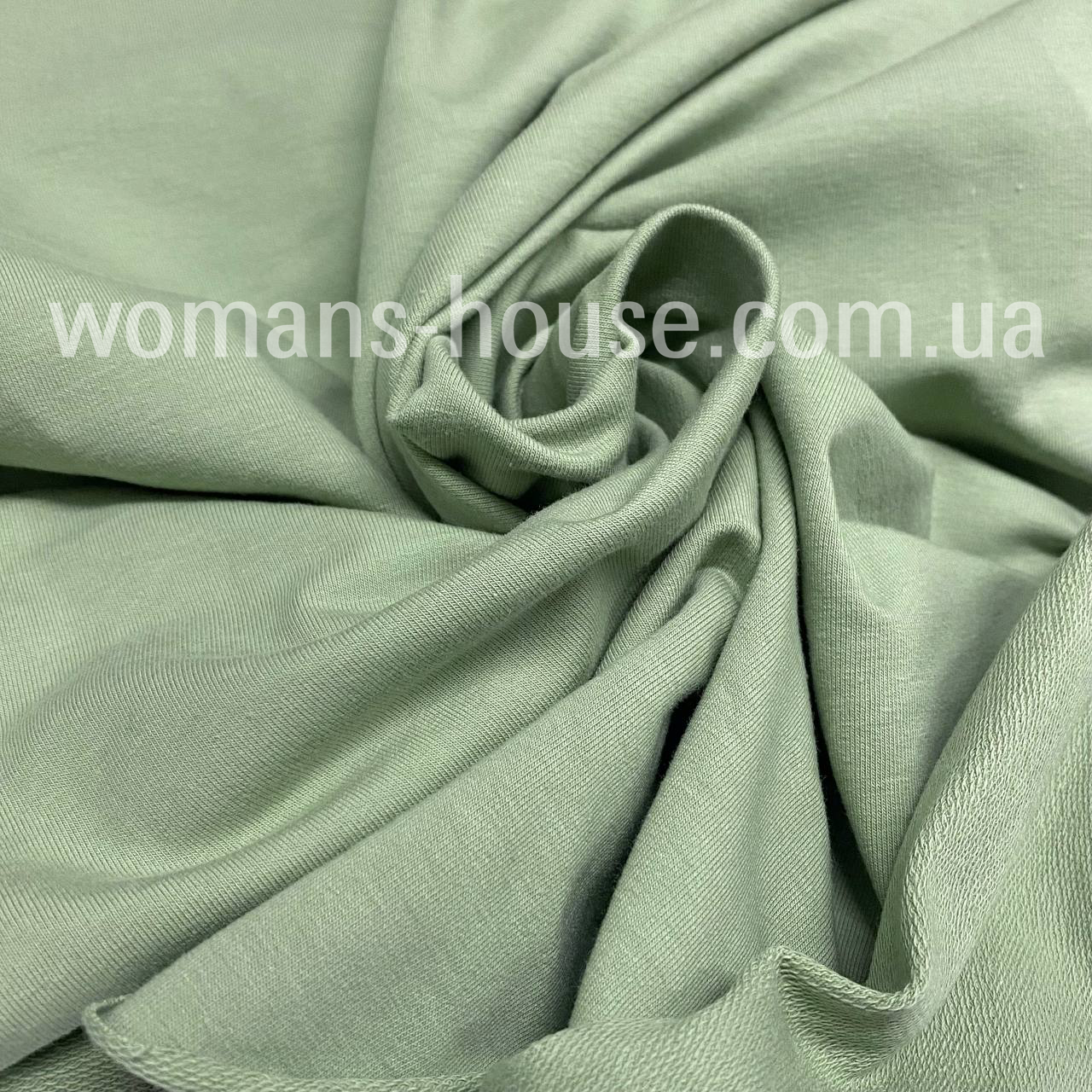 Двонитка трикотаж петля бавовняна 180 см Туреччина Оливковий світлий, фото 1