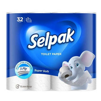 Папір туалетний Selpak Super Soft тришаровий білий 116,8 м 32 шт. (32761815)