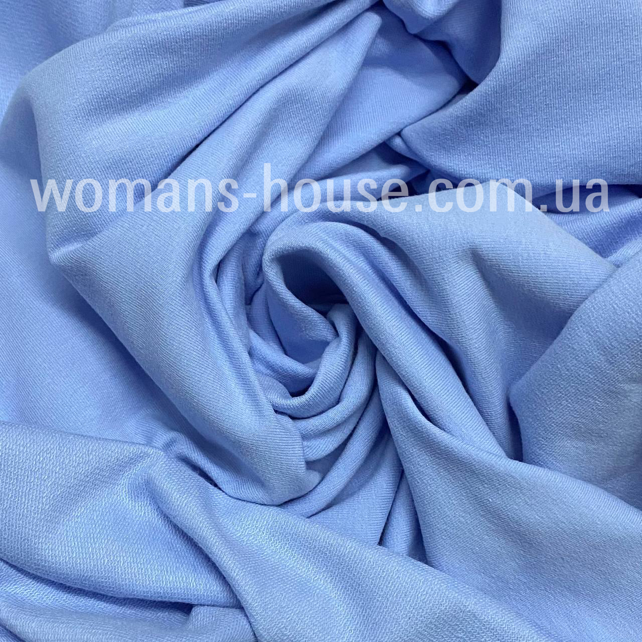 Двонитка трикотаж петля бавовняна 180 см Туреччина Блакитна, фото 1