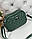 Жіноча стьобана сумка клатч через плече на довгому ремені крос-боді сумка зелена екошкіра, фото 6