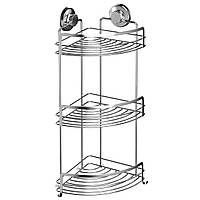 Полиця HASKO неіржавіюча потрійна кутова на вакуумних присосках HA-53755-SS