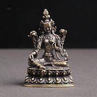 Античная ретро медная бронзовая латунная статуэтка фигурка Будды Зеленая Тара