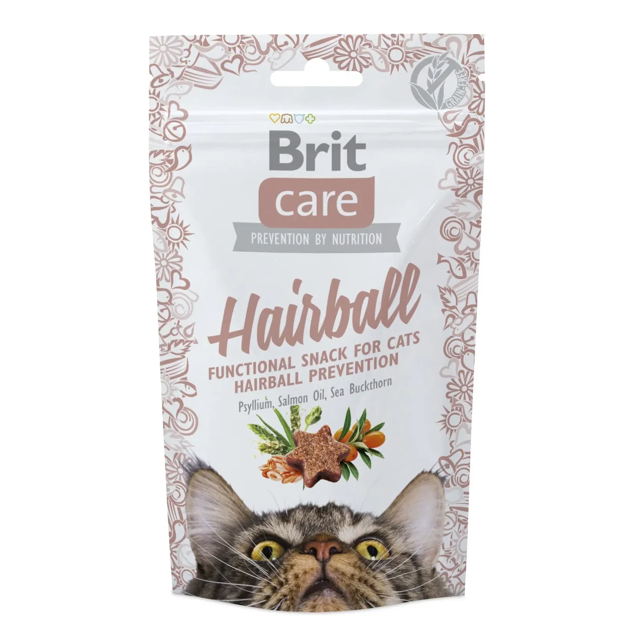 Ласощі для котів Brit Care Functional Snack Hairball 50 г (для виведення шерсті), фото 1