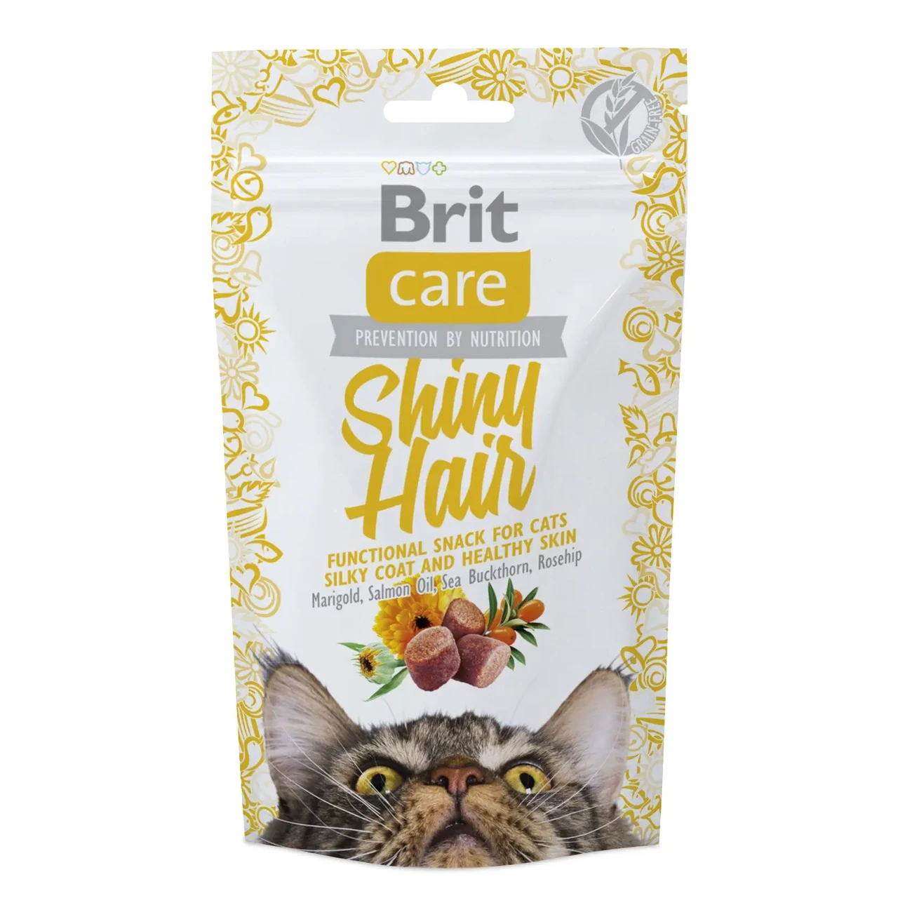 Ласощі для котів Brit Care Functional Snack Shiny Hair 50 г (для шкіри та шерсті), фото 1