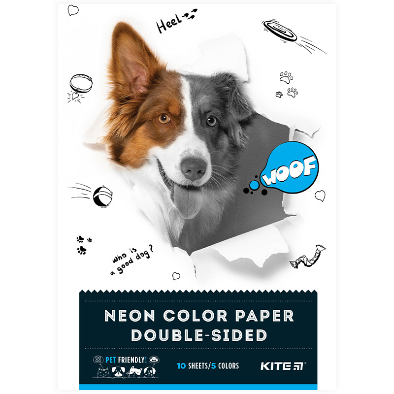 Папір кольоровий неоновий Kite Dogs A4 K22-252