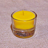 Наливна воскова скляна чайна свічка 28г; натуральний бджолиний віск