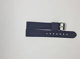 Синій силіконовий ремінець для наручних годинників прошитий білою строчкою 18 мм, фото 2