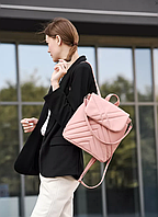 Женский рюкзак сумка пудра, компактный рюкзак для девушек, рюкзак стеганый для работы