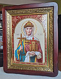 Ікона Святої княгині Ольги в темному фігурному кіоті під склом, розмір кіота 53×43, розмір сюжета 30×40., фото 2