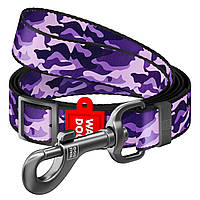 Фиолетовый камо поводок нейлоновый регулируемый Ш 25 мм, Дл 152-183 см для собак WAUDOG