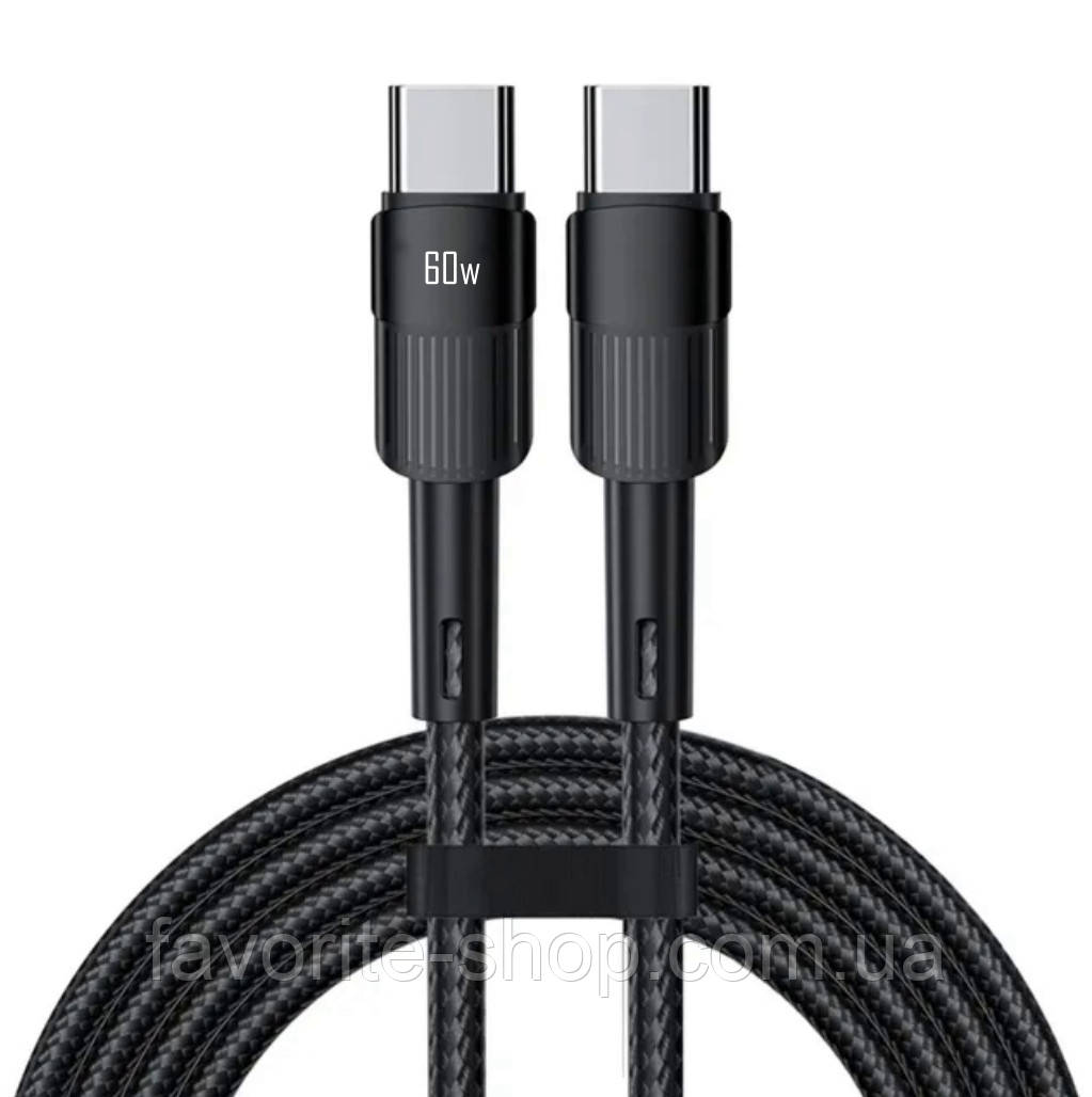 Кабель для заряджання телефона, ноутбука Essager PD 60W (1.0m) Вlack