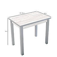 Раскладной стол Ажур 90-120х60 см цвета аляска WL на серых деревянных ножках для маленькой кухни