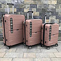 Дорожня валіза Wings PP05 з поліпропілену на 4 колесах, середня рожева, фото 5