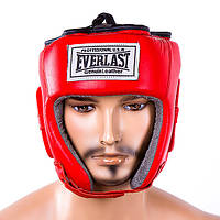 Боксерский шлем кожаный красный Everlast EVSV480 размер S