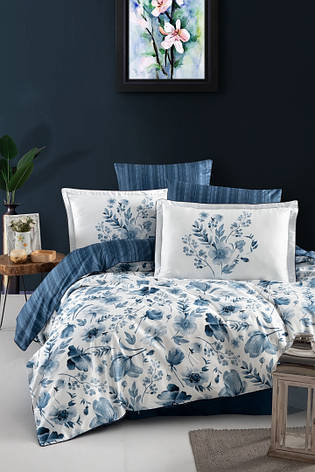 Постільна білизна La Romano преміум сатин Madena Blue 300TC Turkey, фото 1