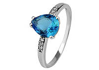 Кольцо серебряное с натуральным кварцем London blue Элизабет 1320/1р QLB, 19.5 размер