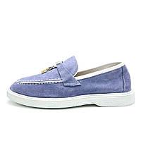 Голубые женские туфли лоферы Bengzo Baldini. 37 (24см)