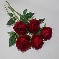 Штучна троянда , червона, велюр/оксамит 51см. Гарна якість.