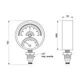 Термоманометр SD Plus 80 мм 1/2", нижнє підмикання SD1726B, фото 2